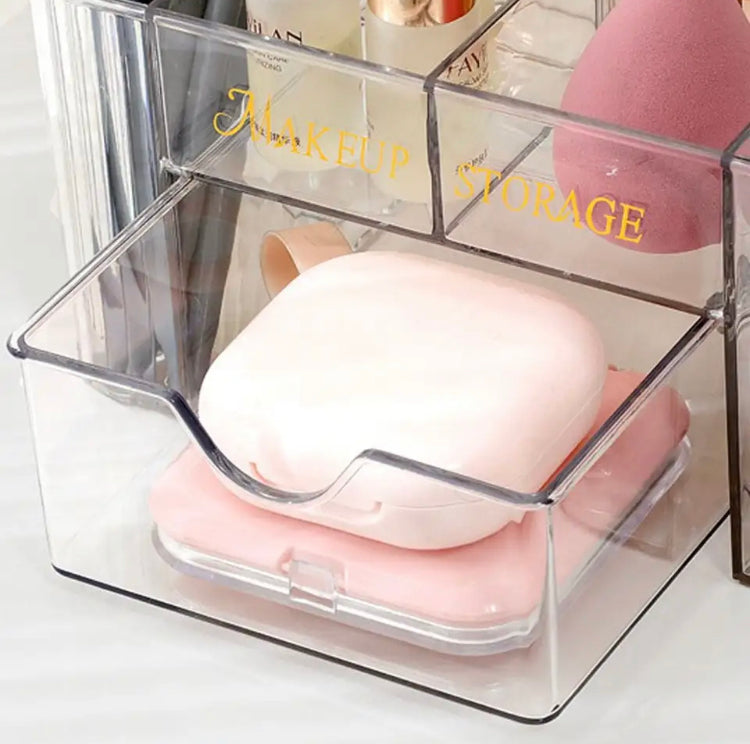 Multilayer Cosmetics Storage Box, Transparent Jewellery Organizer Box, Transparent Desktop Storage Organizer Multilayer Cosmetics Storage Box, Transparent Jewellery Organizer Box, Transparent Desktop Storage Organizer